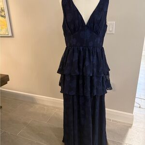 Lulu's Navy Blue Tiered Wedding Dress